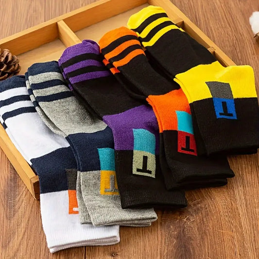 5 Pairs of Men's T-shaped Sweat Absorbing, Odor Proof, Comfortable  Socks
