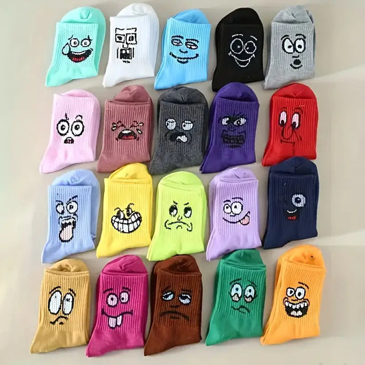 5 Pairs Unisex Funny Face Short Socks,