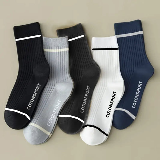 5 Pairs Men's Classic Business Mid-Calf Socks