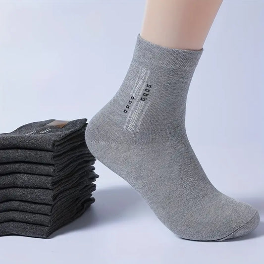 5-Pack Fashion Vintage Simple Solid Color Mid-Calf Socks